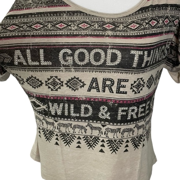 The Classic Medium Tan Graphic Rhinestone Short Sleeve Tee - Picture 2 of 8